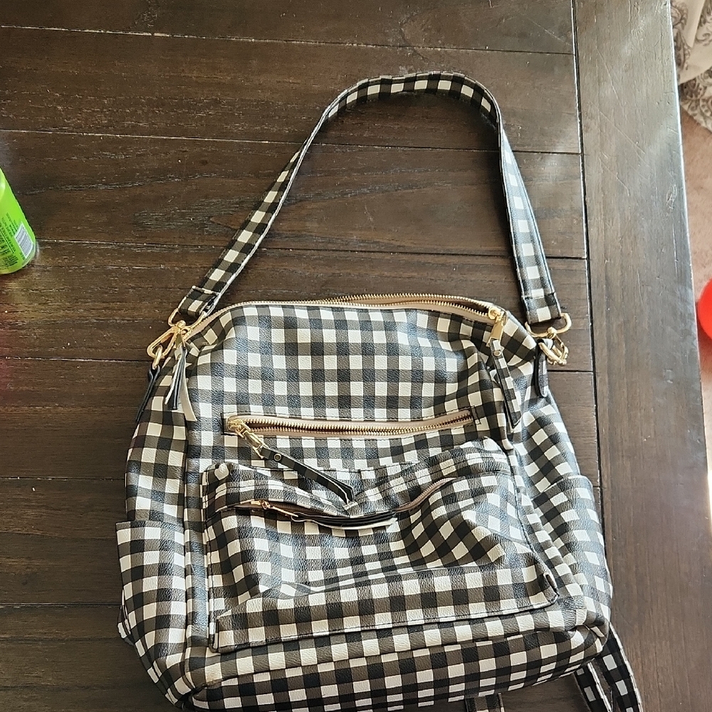 Stylish Black and White Checkered Women's Bag
